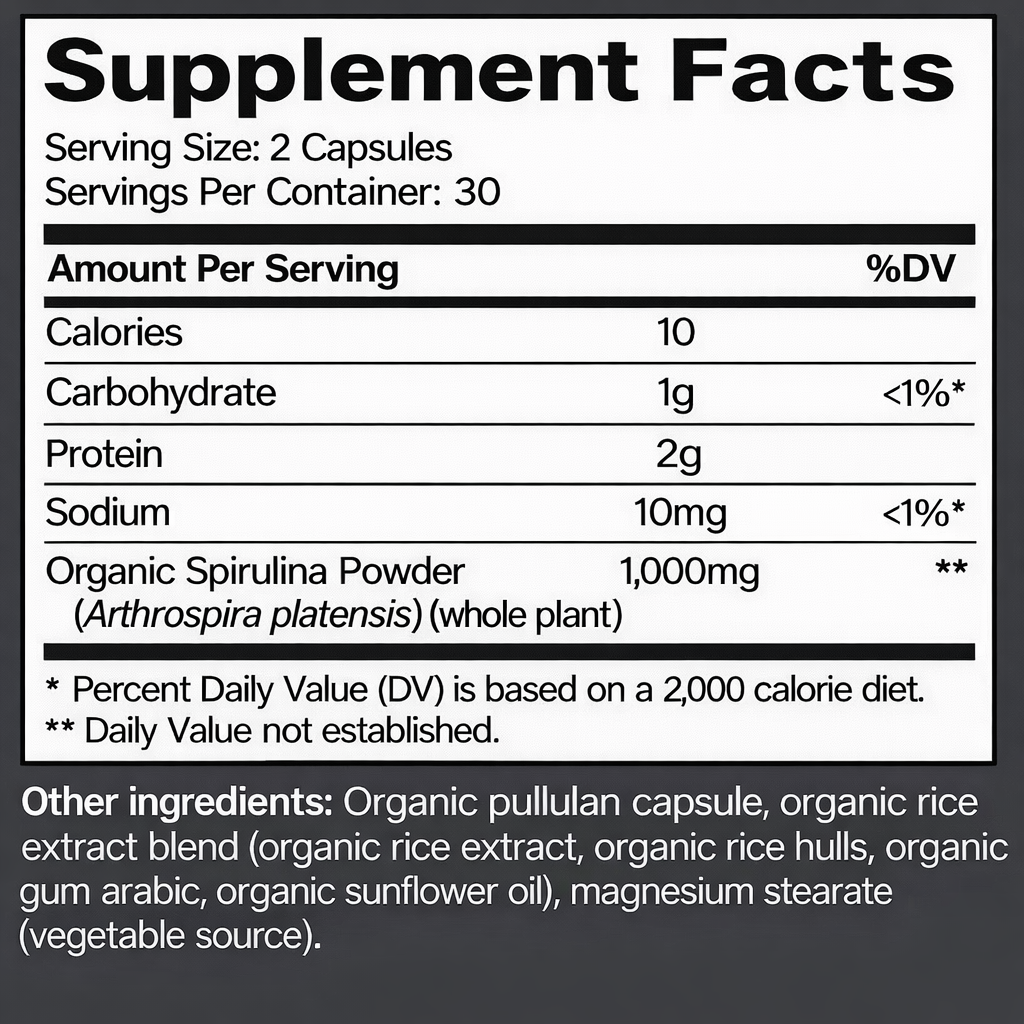 Spirulina Capsules 1000mg – Daily Energy & Balance